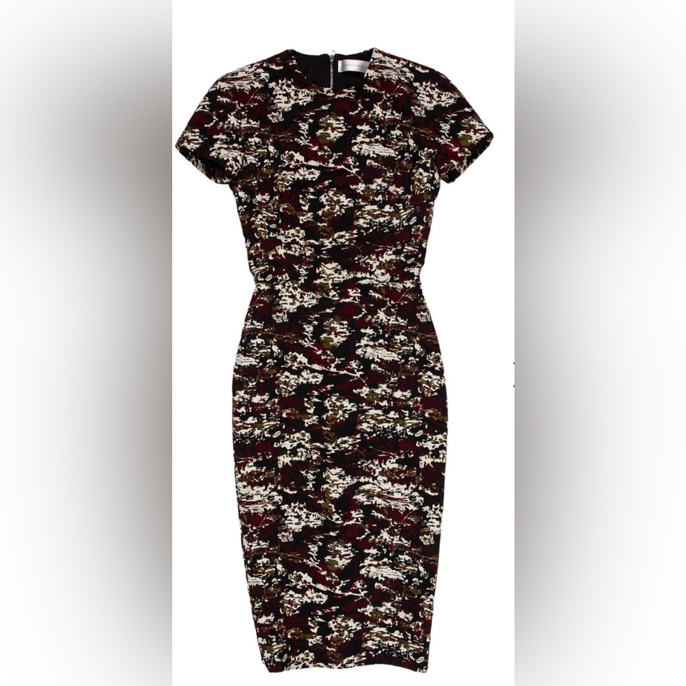 Victoria Beckham Black and Red Patterned T Shirt Dress